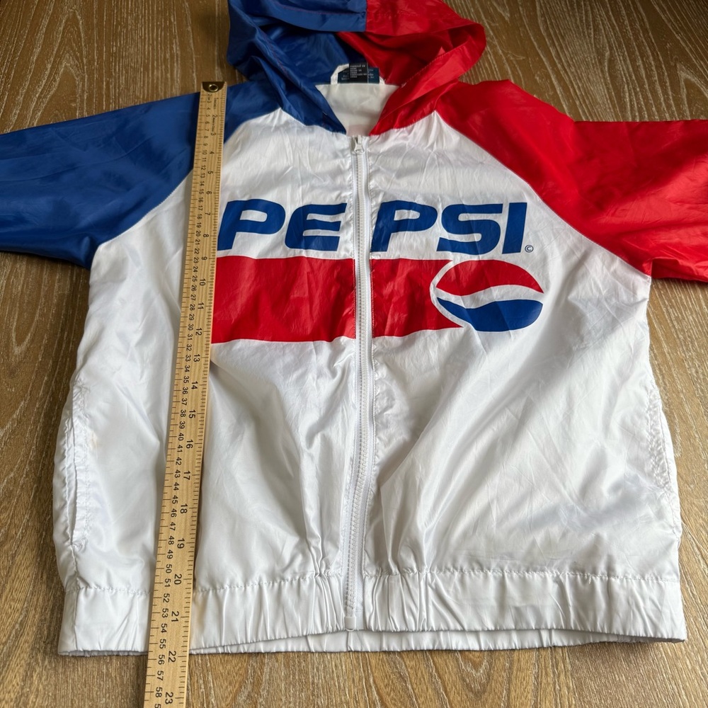 Pepsi Cola Windbreaker Hooded Track Jacket Unisex Size Small Full Zip Retro Logo - Picture 8 of 9